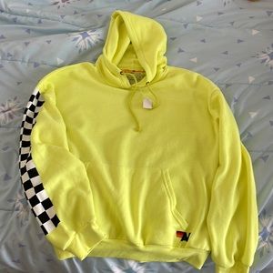 Aviator Nation relaxed check sleeve hoodie - NWT